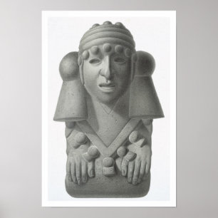 Póster Stone idol of the Rain God Cocijo, plate from 'Anc