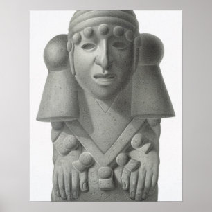 Póster Stone idol of the Rain God Cocijo, plate from 'Anc