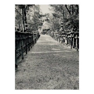 Póster Stone Lanterns Along a Shrine Approach in Japan
