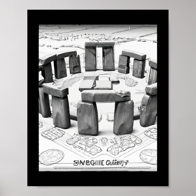 Póster Stonehenge Blueprint Antiguos Lugares Megalíticos (Frente)
