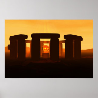 Póster stonehenge en the sunset,