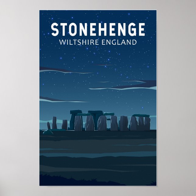 Póster Stonehenge England Travel Vintage Art (Frente)