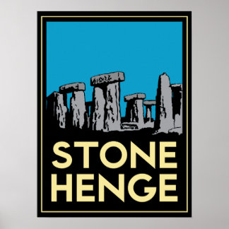 Póster stonehenge stone henge art deco retro poster