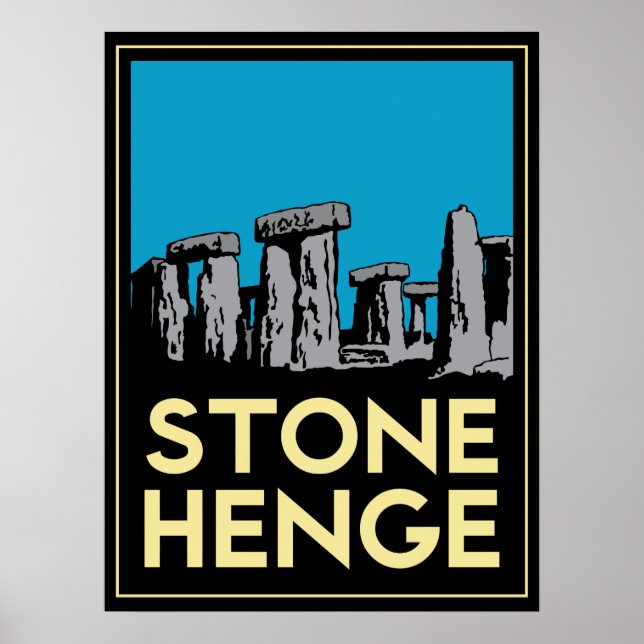 Póster stonehenge stone henge art deco retro poster (Frente)