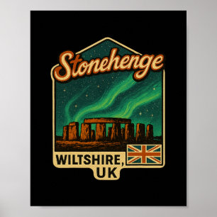 Póster Stonehenge Wiltshire Reino Unido Aurora Borealis R