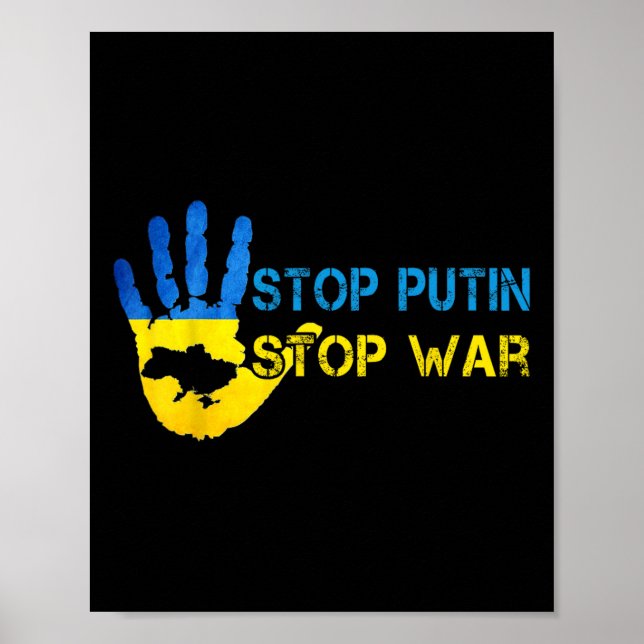 Póster Stop Putin Stop War Support Ukraine I Stand With U (Frente)