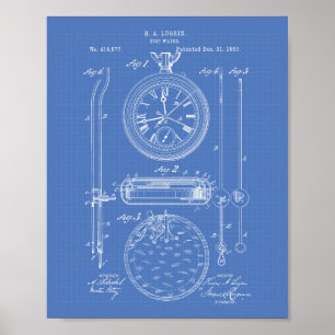 Póster Stop Watch 1889 Patent Art Blueprint