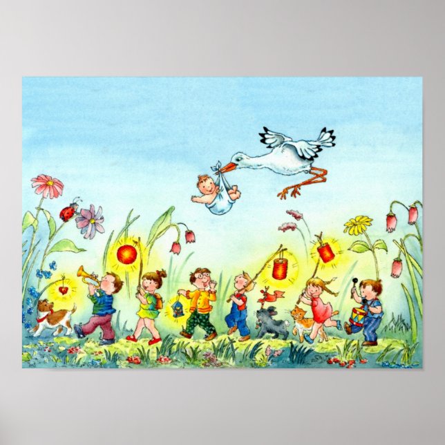 Póster Stork with Baby - Poster de guardería (Frente)