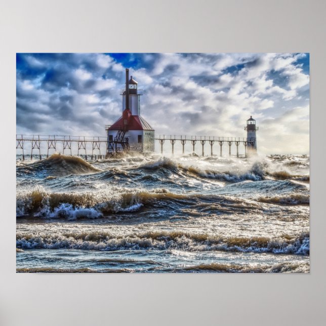 Póster Storm At St Joseph Lighthouse Poster (Frente)