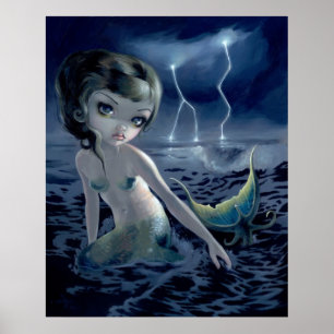Póster Storm Chaser ART PRINT Mermaid fantasía gótica