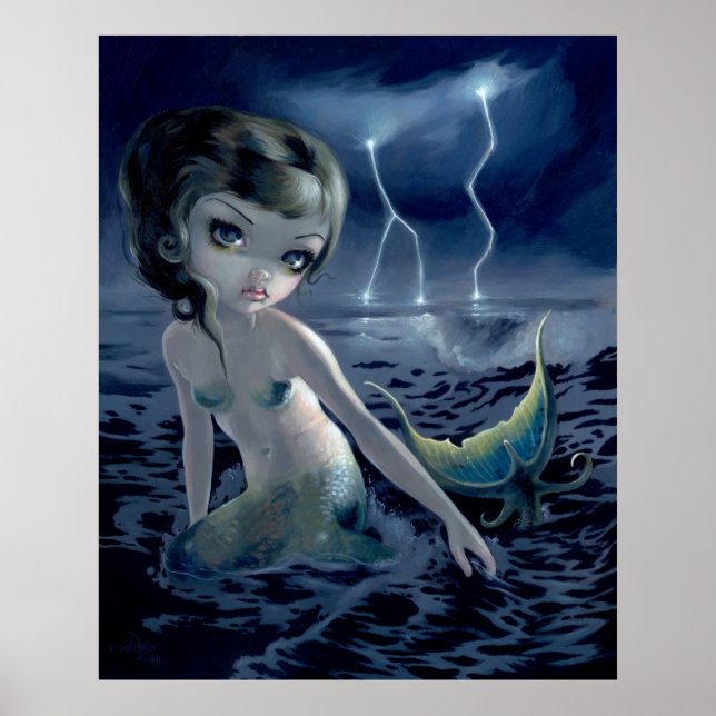 Póster Storm Chaser ART PRINT Mermaid fantasía gótica (Frente)