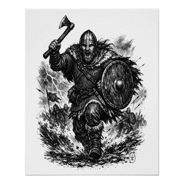 Póster Storm‑Forged Viking Warrior in Ink (Anverso)
