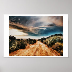 Póster Stormy Clouds Road Landscape South Africa Poster