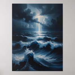 Póster Stormy Ocean Abstract Seascape Art