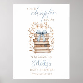Póster Storybook Blue Bow Baby Shower Welcome Sign