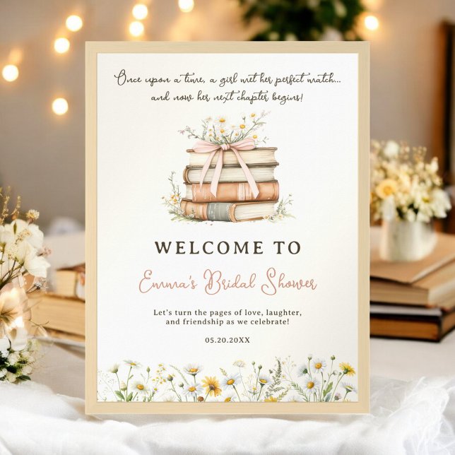 Póster Storybook Wildflowers Bienvenida a la ducha de nov (Storybook Wildflowers Welcome bridal shower Poster)