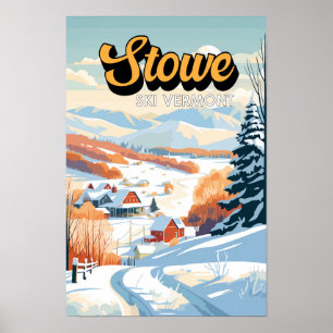 Póster Stowe Vermont Invierno Vintage