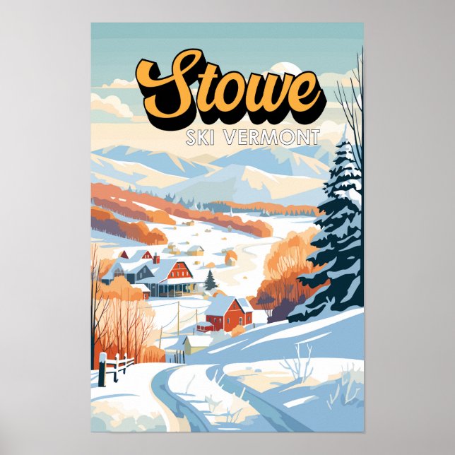 Póster Stowe Vermont Invierno Vintage (Frente)