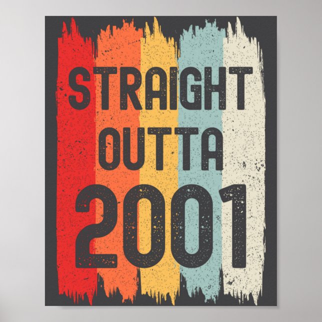Póster Straight Outta 2001 Funny Retro Birthday Awesome S (Frente)