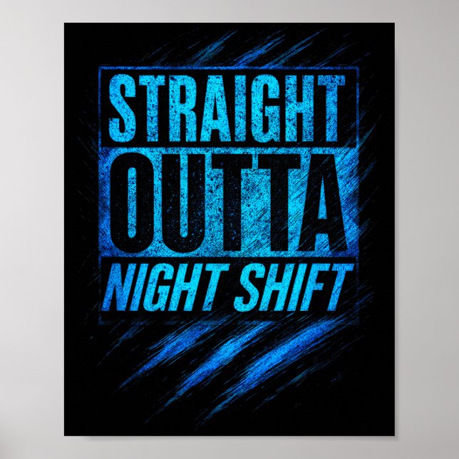 Póster Straight Outta Night Shift - Funny Owl Workers  (Frente)