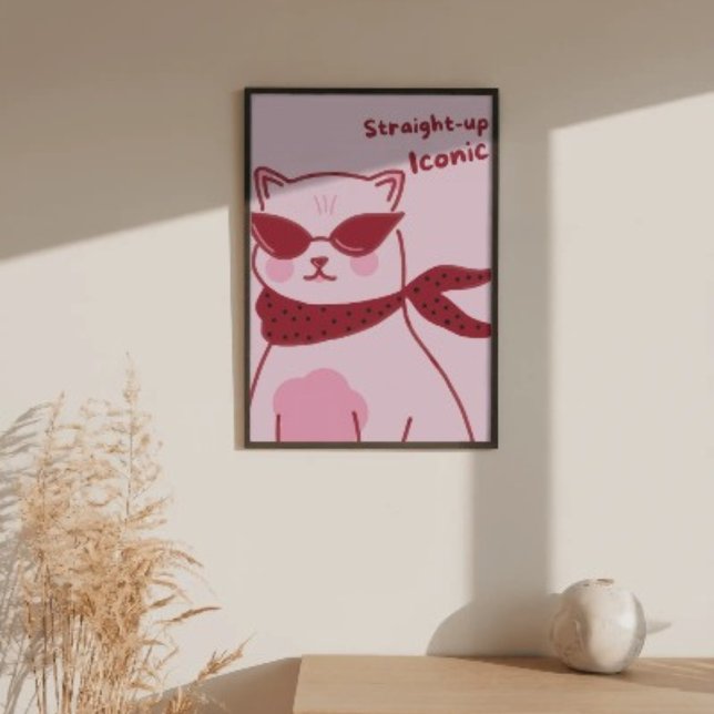 Póster Straight-Up Iconic Pink Cat Poster (Subido por el creador)