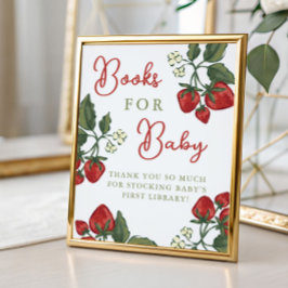Póster Strawberry Baby Shower Books For Baby Sign