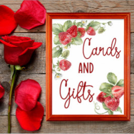 Póster Strawberry | Baby Shower Cards & Gifts Sign