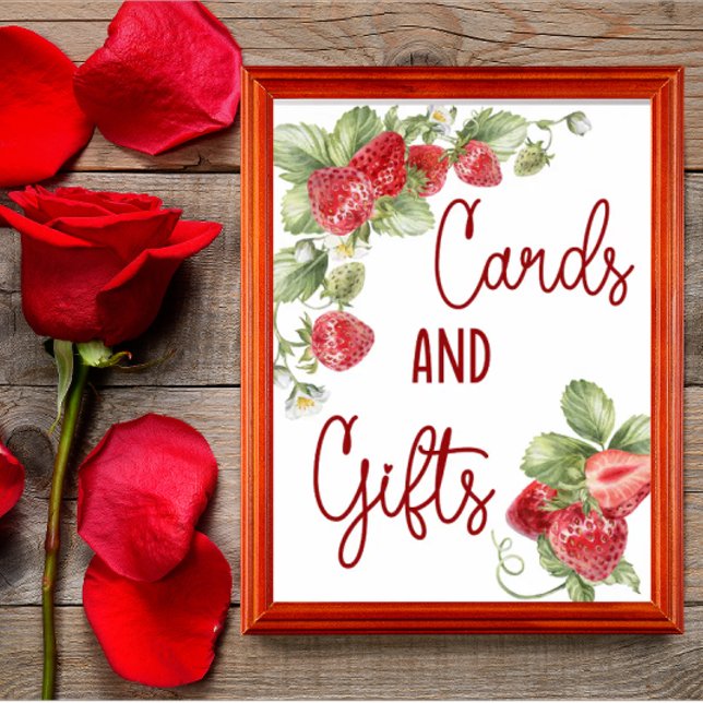 Póster Strawberry | Baby Shower Cards & Gifts Sign (Subido por el creador)