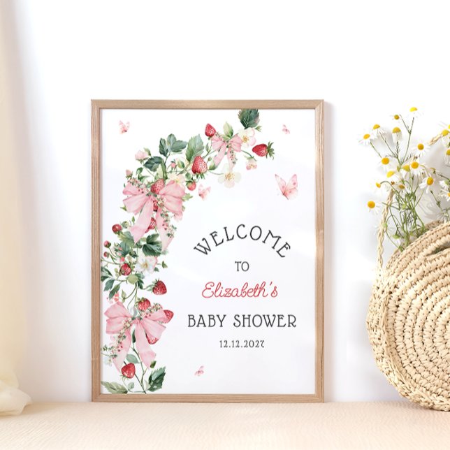 Póster Strawberry Baby Shower Welcome  (Subido por el creador)