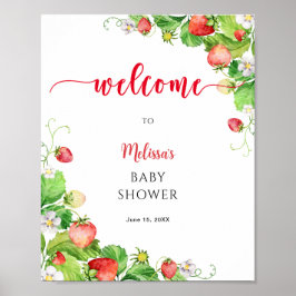 Póster Strawberry Baby Shower Welcome 