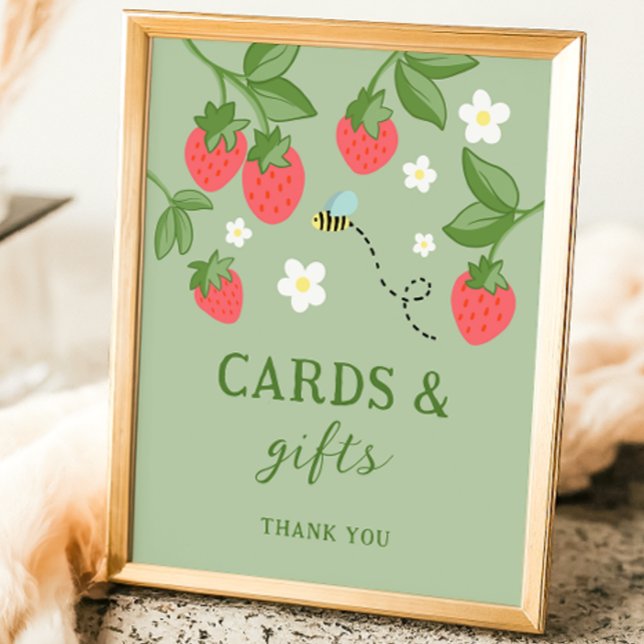 Póster Strawberry Berry Sweet Birthday Party Sign Poster (Subido por el creador)