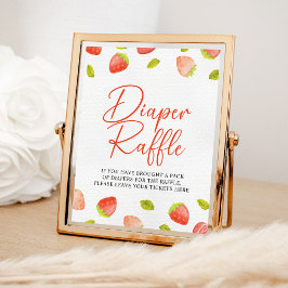 Póster Strawberry Berry Sweet Diaper Raffle Game Rótulo