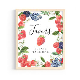 Póster Strawberry Blueberry Favors - Please Take One Sign