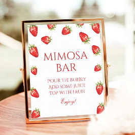 Póster Strawberry Bridal Shower Mimosa Bar