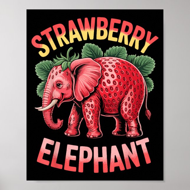 Póster Strawberry Elephant Cute Meme Kids Italian Brainro (Frente)