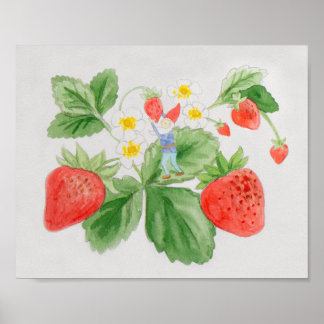 Póster Strawberry Gnome art print