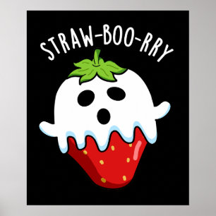 Póster Strawberry Pun Dark BG divertido