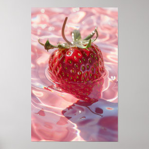 Póster Strawberry Shimmering Light Pos Superficie de Agua