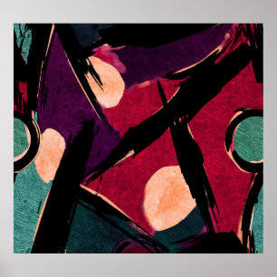 Póster Streaks del arcoiris: Textura acrílica abstracta