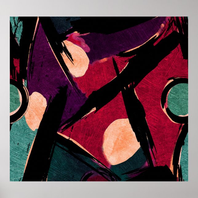 Póster Streaks del arcoiris: Textura acrílica abstracta (Frente)