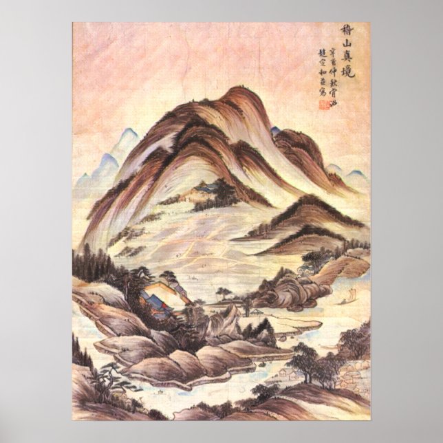 Póster Stream y Mountain Korean Joseon Dynasty Folk (Frente)