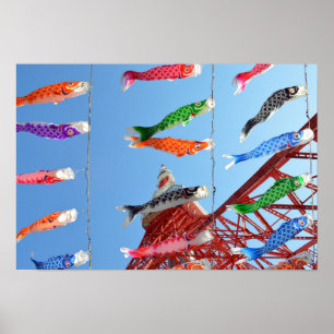 Póster Streamers de carpa (Koinobori): Tokio, Japón