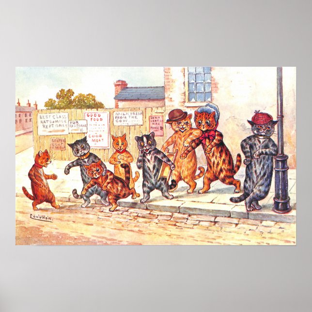 Póster Street Corner Cats Louis Wain (Frente)