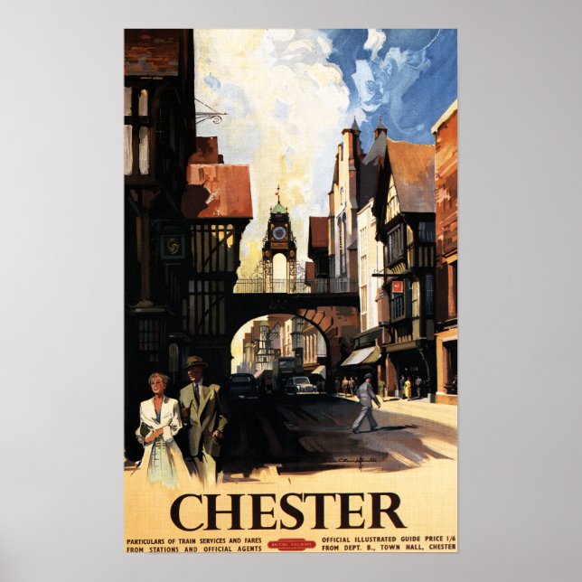 Póster Street View con el tren de reloj de la pareja y la (Frente)