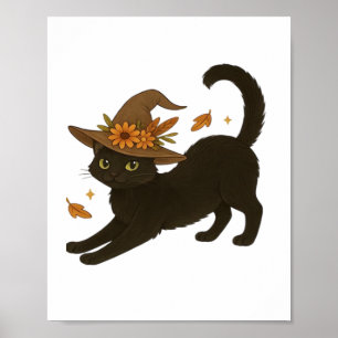 Póster Stretching Black Cat - Witchen Autumn Classic T-Sh