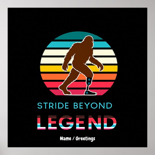 Póster Stride Beyond Legend Sasquatch Amputee Vintage  (Frente)