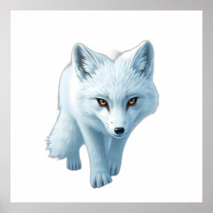 Póster Striking White Arctic Fox with Intense Gaze