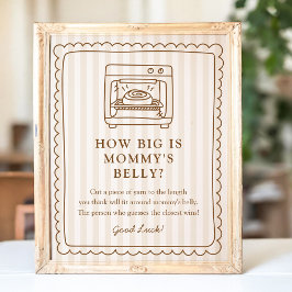 Póster Stripe Bun in the Oven Baby Shower Belly Sign