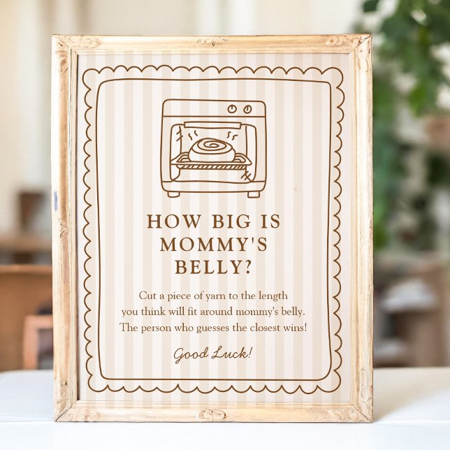 Póster Stripe Bun in the Oven Baby Shower Belly Sign (Subido por el creador)