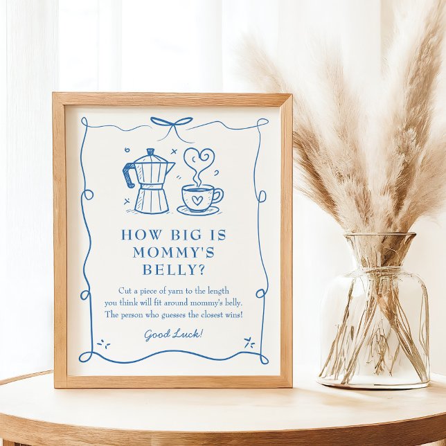 Póster Stripe Coffee Baby Shower Belly Sign (Subido por el creador)